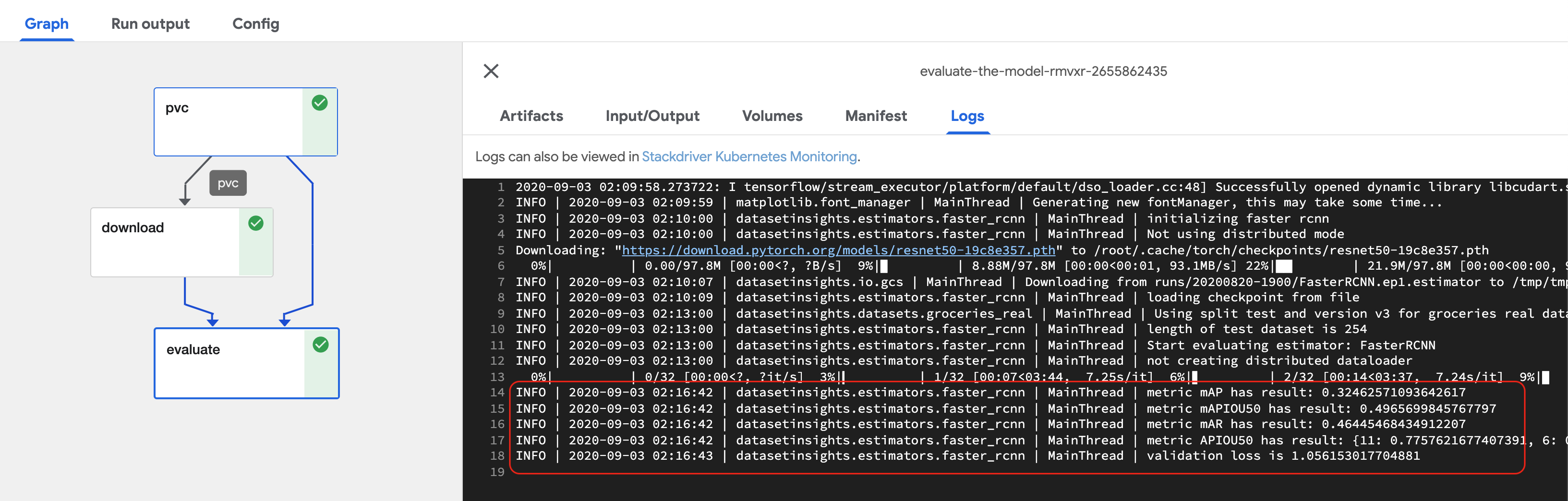 evaluate pipeline graph